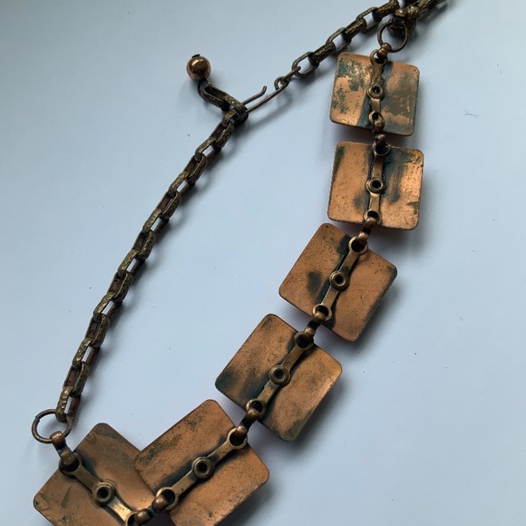 Vintage Copper Modern Abstract Choker Necklace - Picture 3 of 4